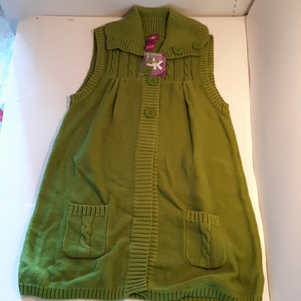 J.Khaki green girls large cardigan sweater